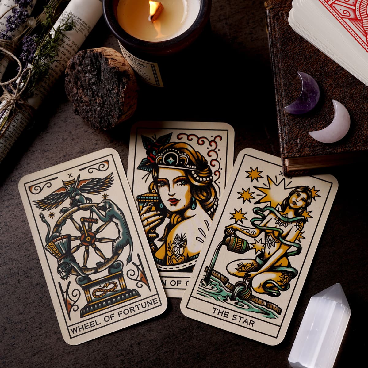 Tarot cards arranged for The Crossroads Reading